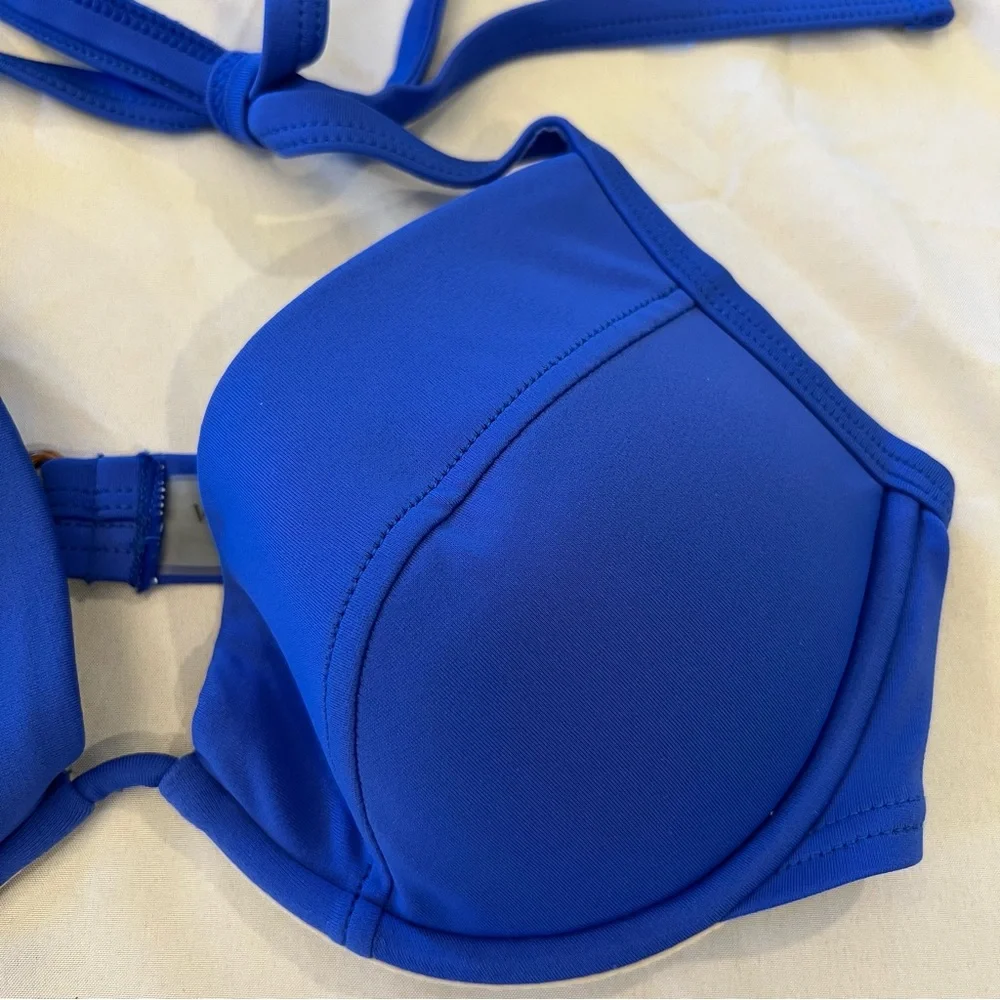 Victoria’s Secret Halter Bikini Swimsuit Top Push Up Removable Padding Size 34B - Picture 4 of 14